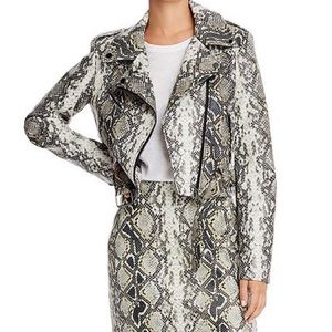 Aqua Faux-Snakeskin Biker Moto Jacket